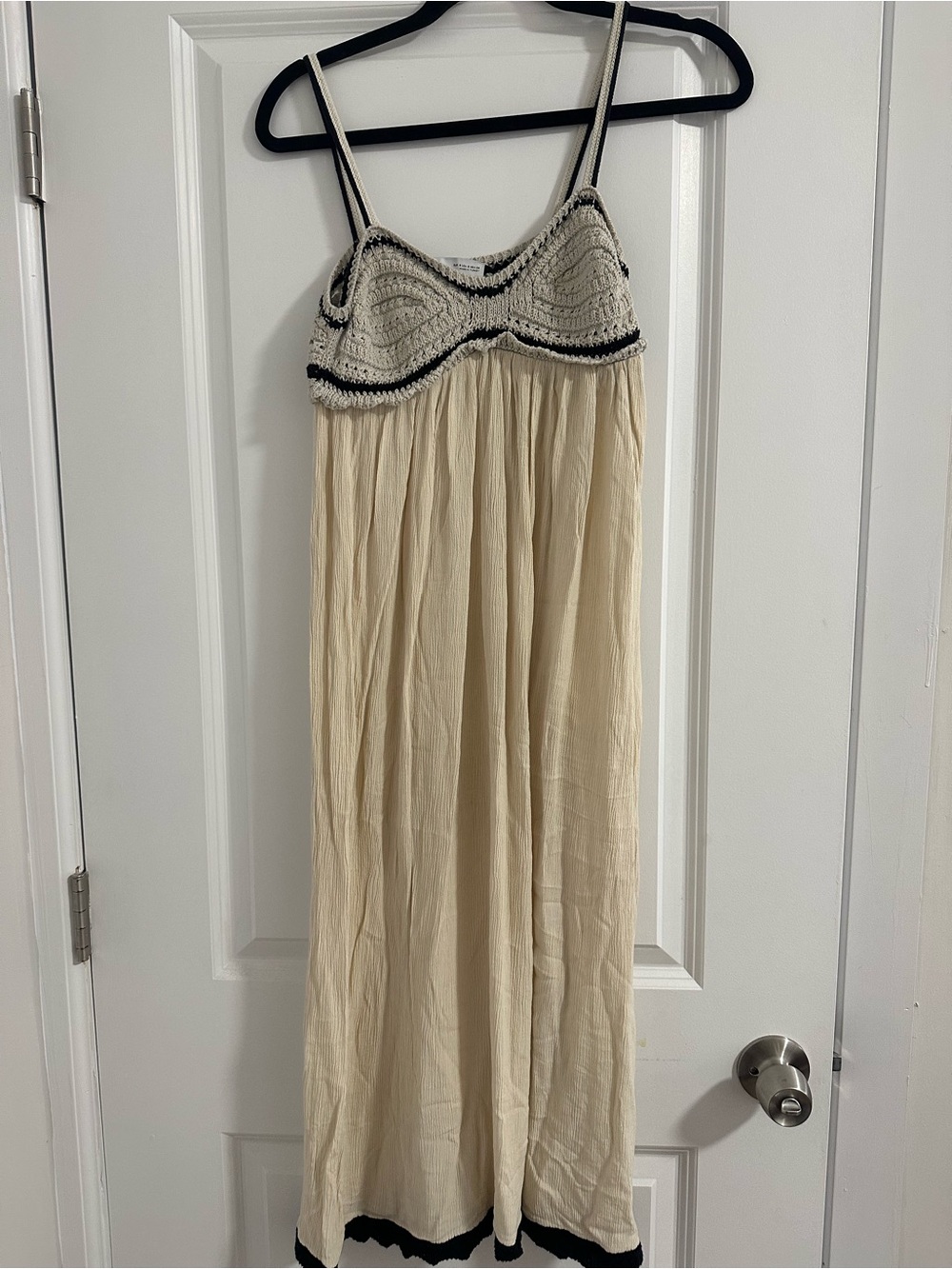 Women’s Cream Crochet-Bust Maxi Slip Dress